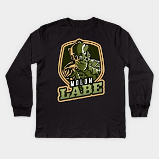 Man's Pointing A Gun | Molon Labe Kids Long Sleeve T-Shirt